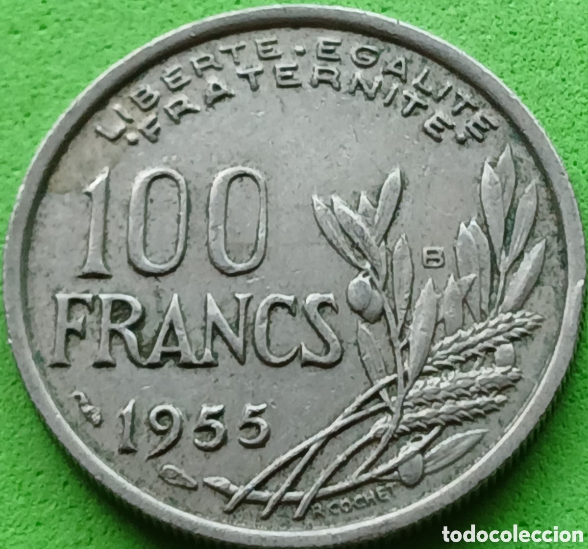 Monedas antiguas de Europa: Francia 100 francos 1955 B Beaumont-le-Roger km#919