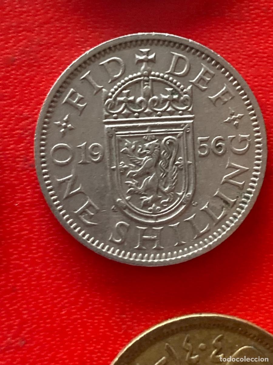 Moedas antigas da Europa: M&uuml;nze M&uuml;nzen Umlaufm&uuml;nze Gro&szlig;britannien 1 Shilling 1956 schottisches Wappen
