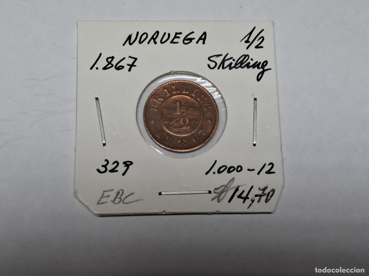 Monedas antiguas de Europa: 1/2 SKILLING de 1867 KM 329 NORUEGA en EBC