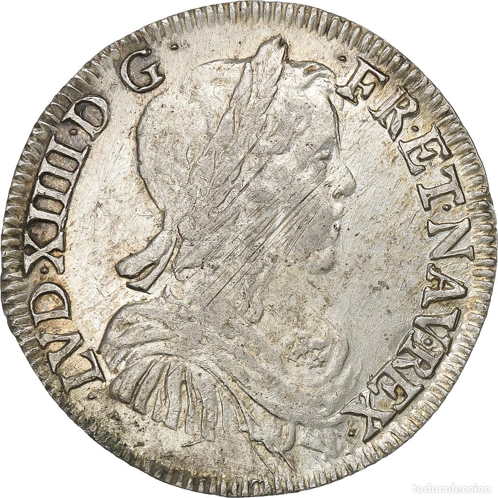 Monedas antiguas de Europa: [#637982] Francia, Louis XIV, 1/2 &Eacute;cu &agrave; la m&egrave;che longue, 1650, Bayonne, Plata, MBC