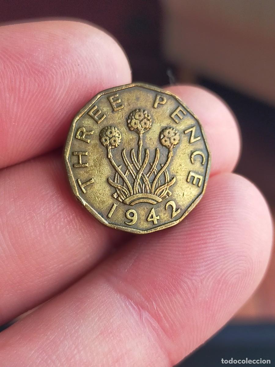 Monedas antiguas de Europa: MONEDA DE 3 TRES PENIQUES PENCE REINO UNIDO INGLATERRA 1942 MUY BUENA CONSERVACION