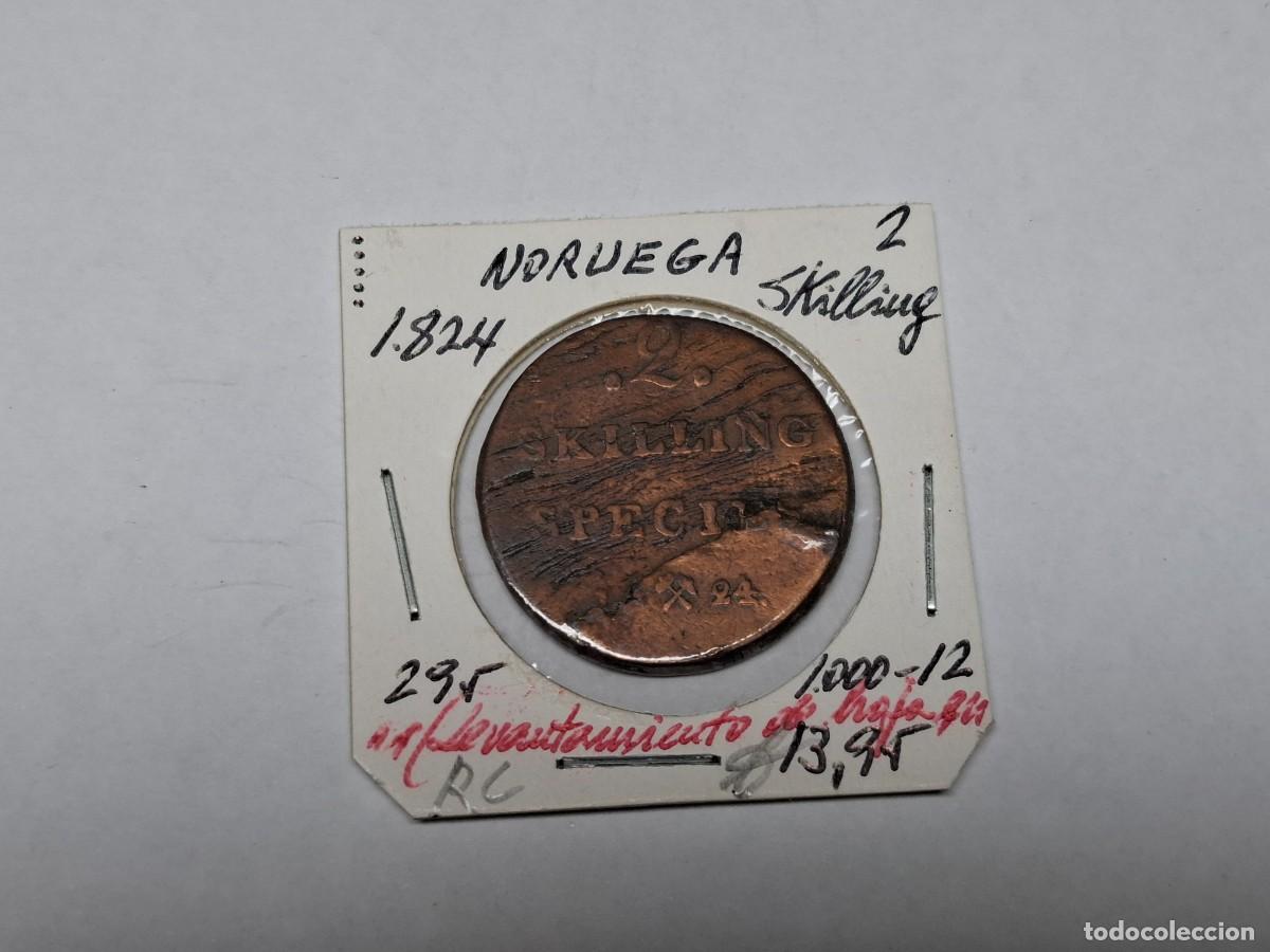 Monedas antiguas de Europa: 2 SKILLING de 1824 KM 295 NORUEGA en RC