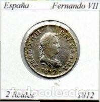 Monedas antiguas de Europa: ESPA&Ntilde;A 1812, 2 REALES, CADIZ, FERNANDO VII, AG, 2 FOTOS