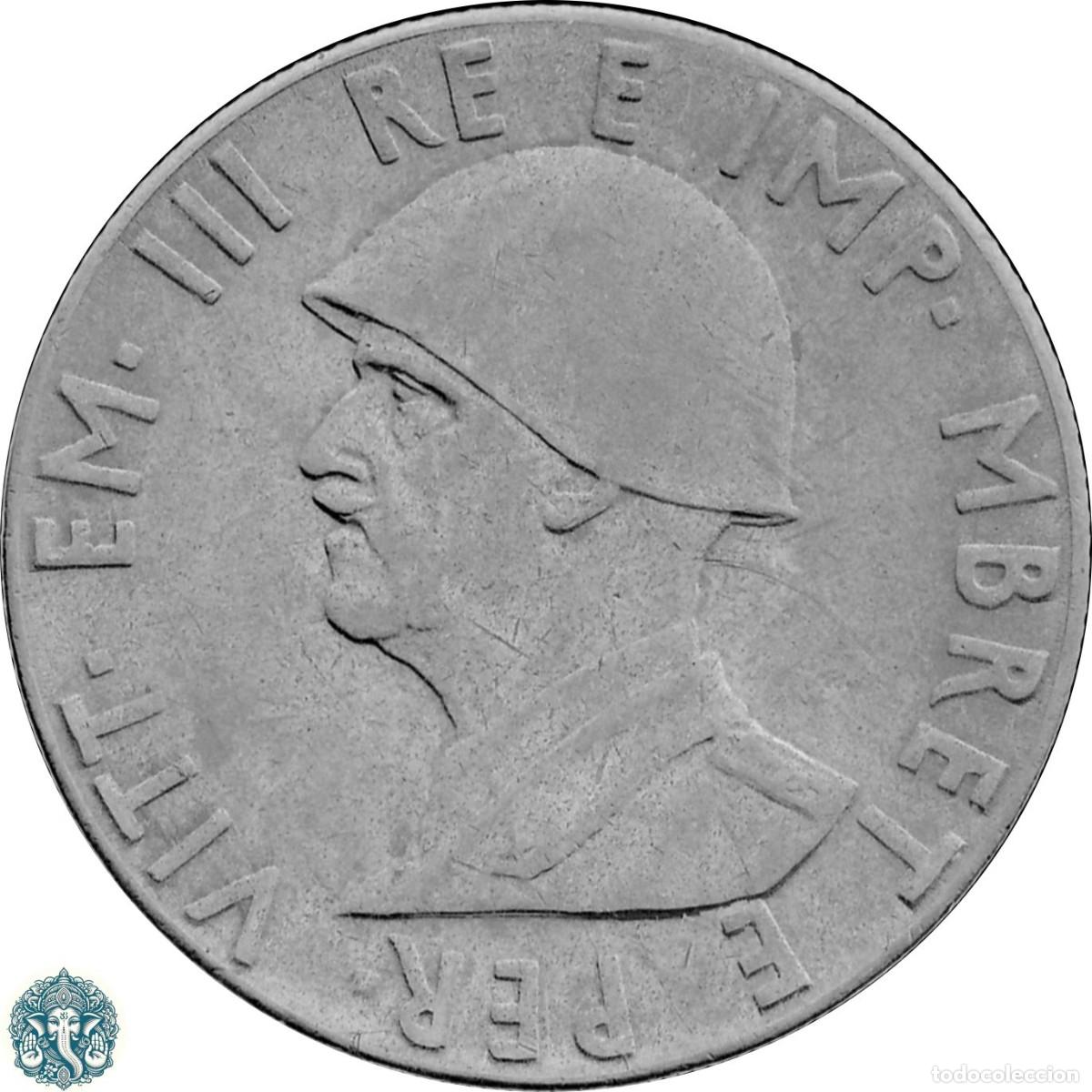Monedas antiguas de Europa: ALBANIA 2 Lek 1939 XVIII Vittorio Emanuele III KM#32a NO magn&eacute;tica OCUPACI&Oacute;N ITALIANA