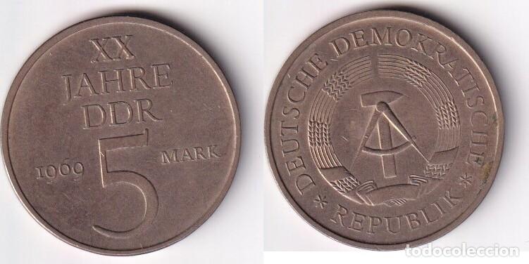 Monedas antiguas de Europa: ALEMANIA DEMOCRATICA 5 MARCOS 1969