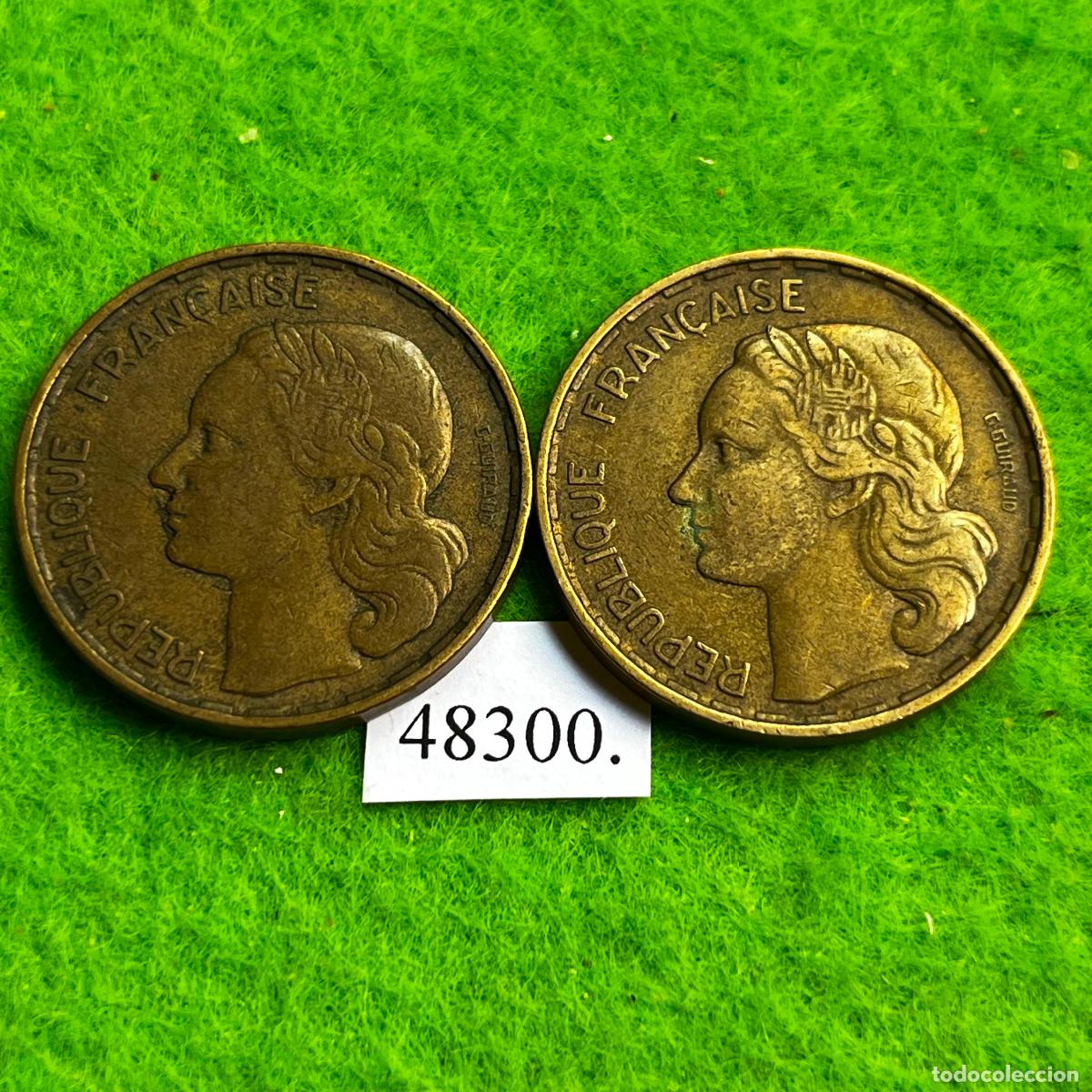 Monedas antiguas de Europa: Francia 50 francos 1952 y 1952 B, lote 2 monedas