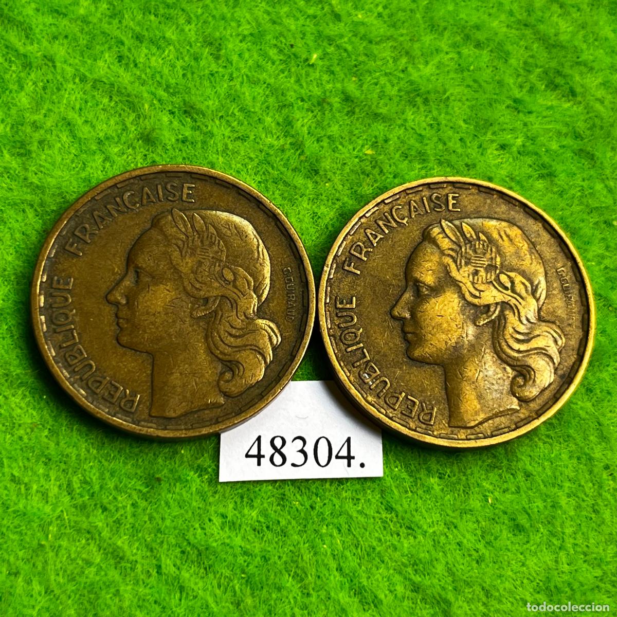 Monedas antiguas de Europa: Francia 50 francos 1951 y 1952, lote 2 monedas