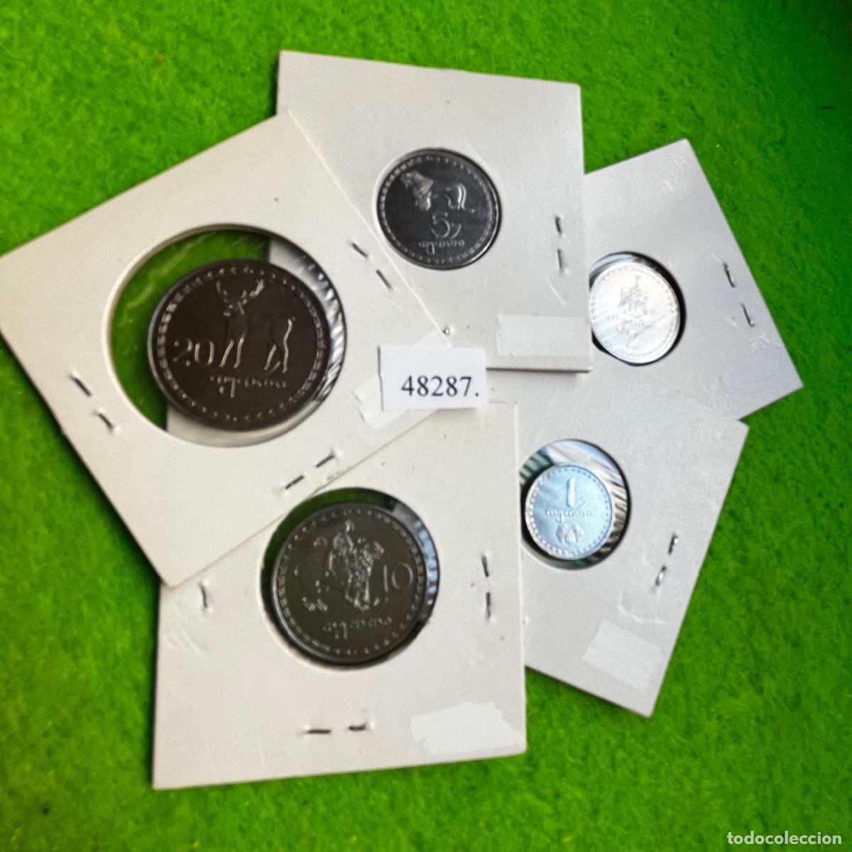 Old Coins of Europe: Georgia 1993, lote 5 monedas, 1, 2, 5, 10 y 20 tetri , 48287