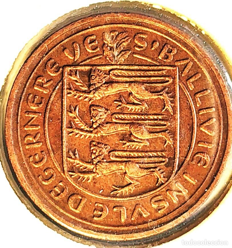 Monedas antiguas de Europa: GUERNSEY (1968-) - 1 PENIQUE 1977 - LIBRA DE GUERNESEY - REINA ISABEL II - B - 3,56 GR. BRONCE