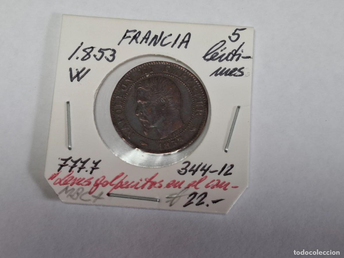 Monedas antiguas de Europa: 5 CENTIMOS de 1853 W KM 777.7 FRANCIA en MBC+