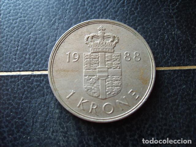 Monedas antiguas de Europa: DINAMARCA 1 CORONA 1988
