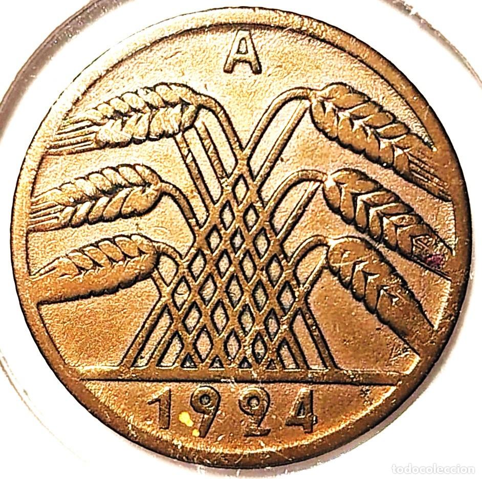 Monedas antiguas de Europa: ALEMANIA (1923-1929) - 10 RENTENPFENNIG 1924 A - REPUBLICA DE WEIMAR - B - 3,92 GR. BRONCE DE ALUMIN