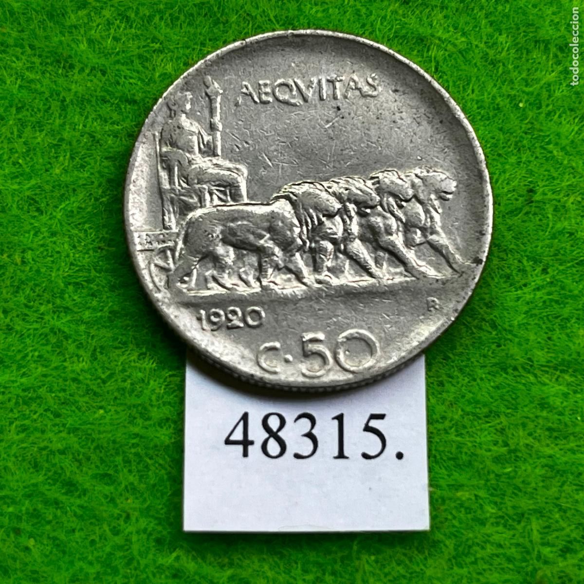 Monedas antiguas de Europa: Italia 50 c&eacute;ntimos 1920