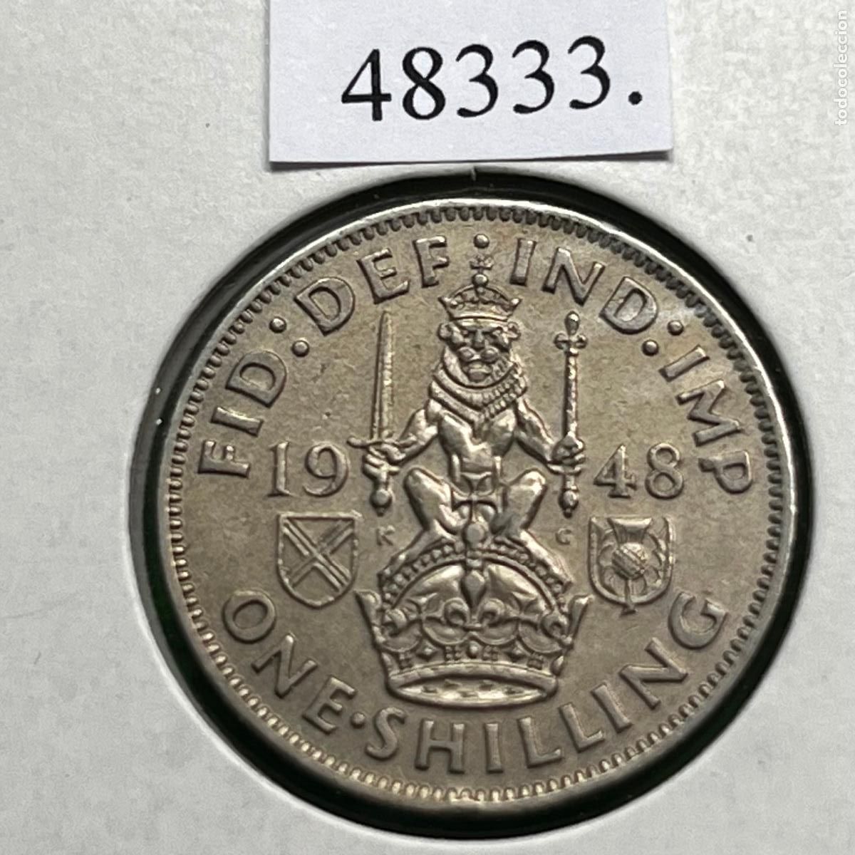 Monedas antiguas de Europa: Inglaterra, 1 chelin, 1948, escudo escoc&eacute;s, UK