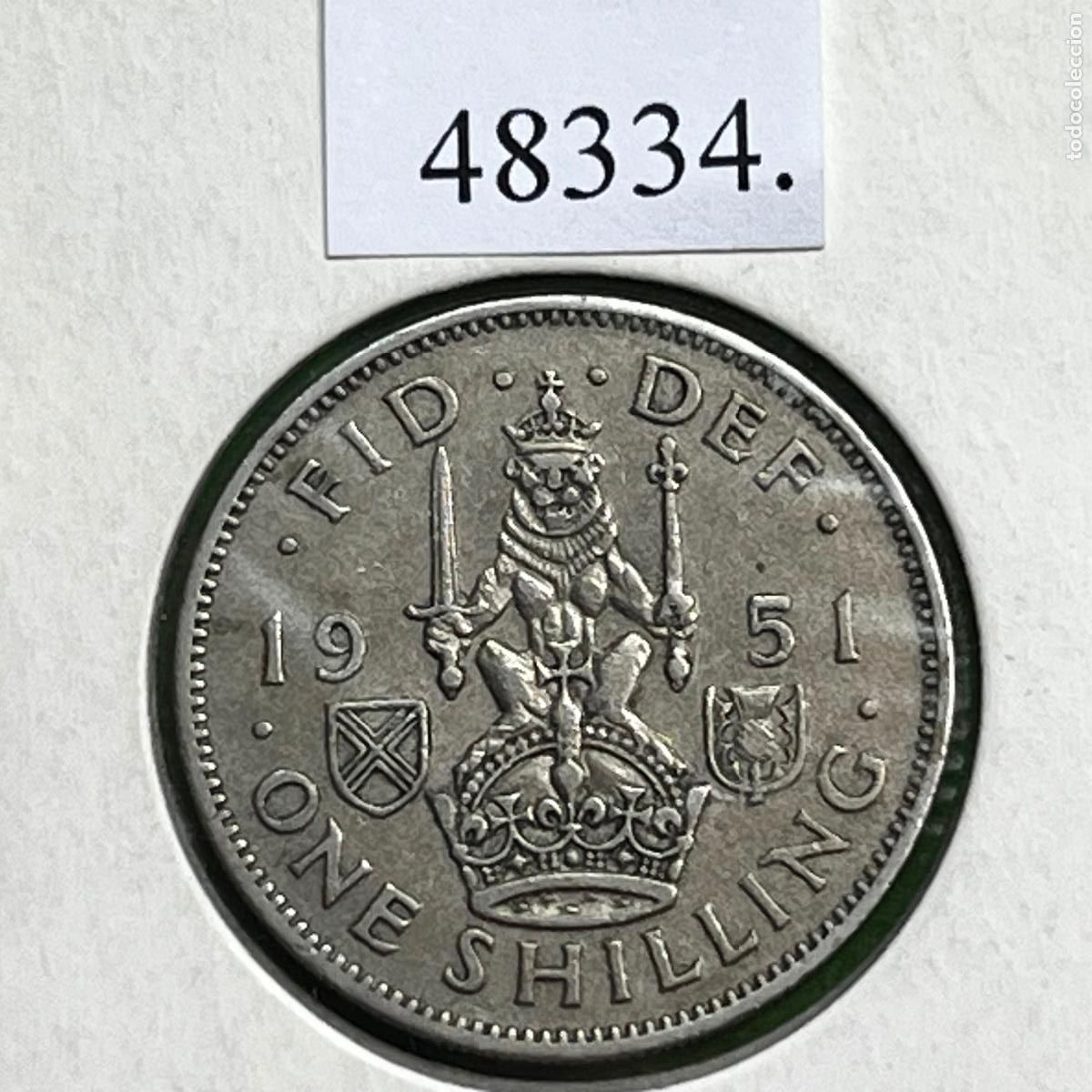 Monedas antiguas de Europa: Inglaterra, 1 chelin, 1951, escudo escoc&eacute;s, UK