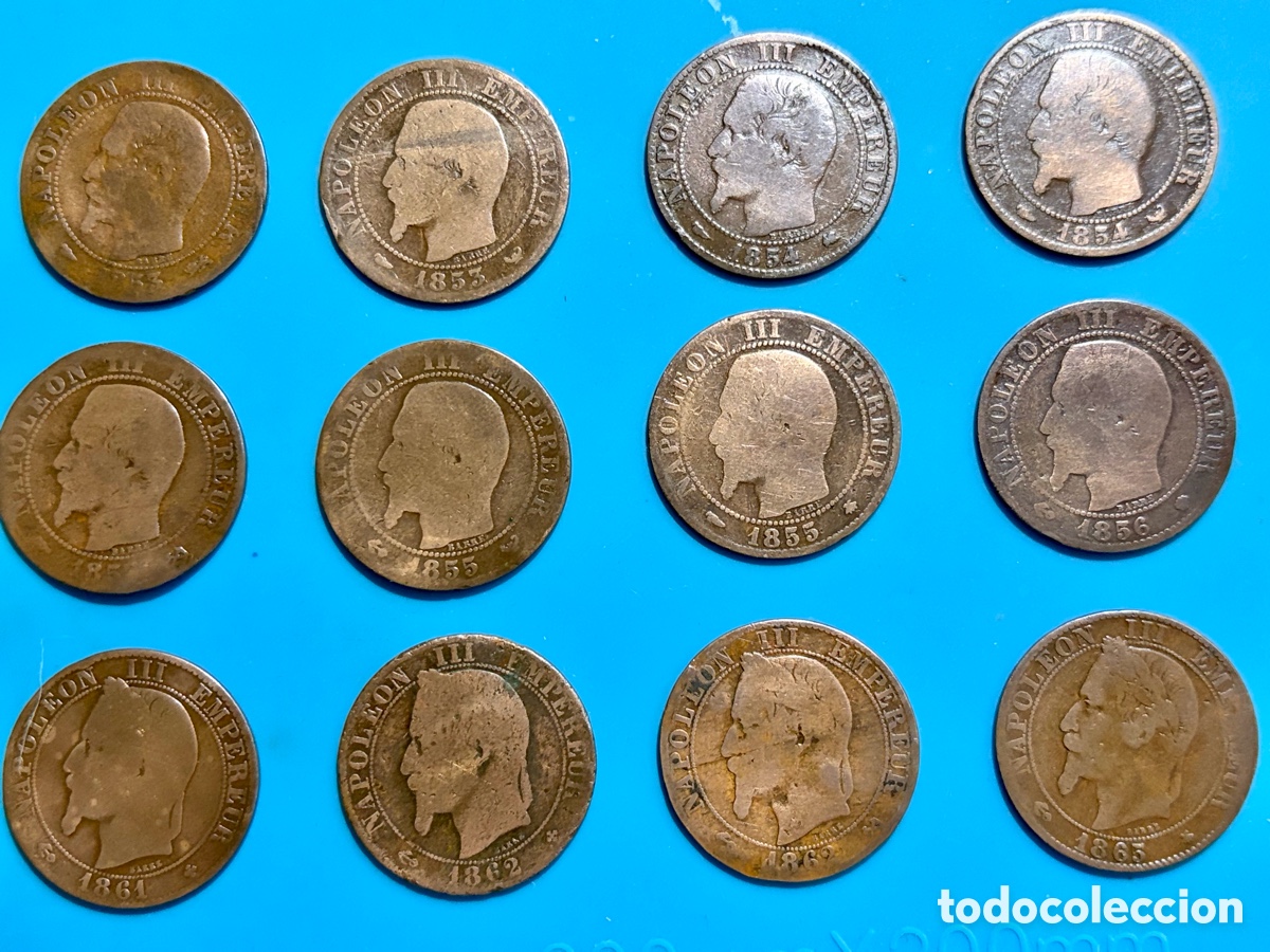 Monedas antiguas de Europa: Lote Napoleon III 5 Cts. (12 Uds.) diferentes a&ntilde;os