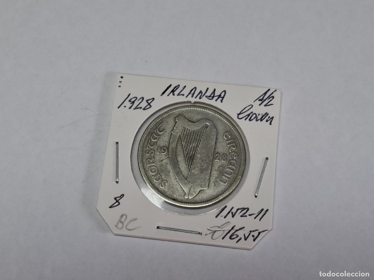Monedas antiguas de Europa: 1/2 CROWN de 1928 KM 8 IRLANDA en BC
