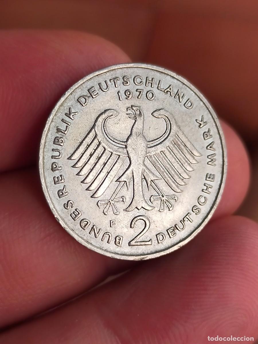 Monedas antiguas de Europa: MONEDA DE 2 DOS MARCOS MARKS ALEMANIA 1970 CECA F MUY BUENA CONSERVACION 1949 1969 Theodor Heuss