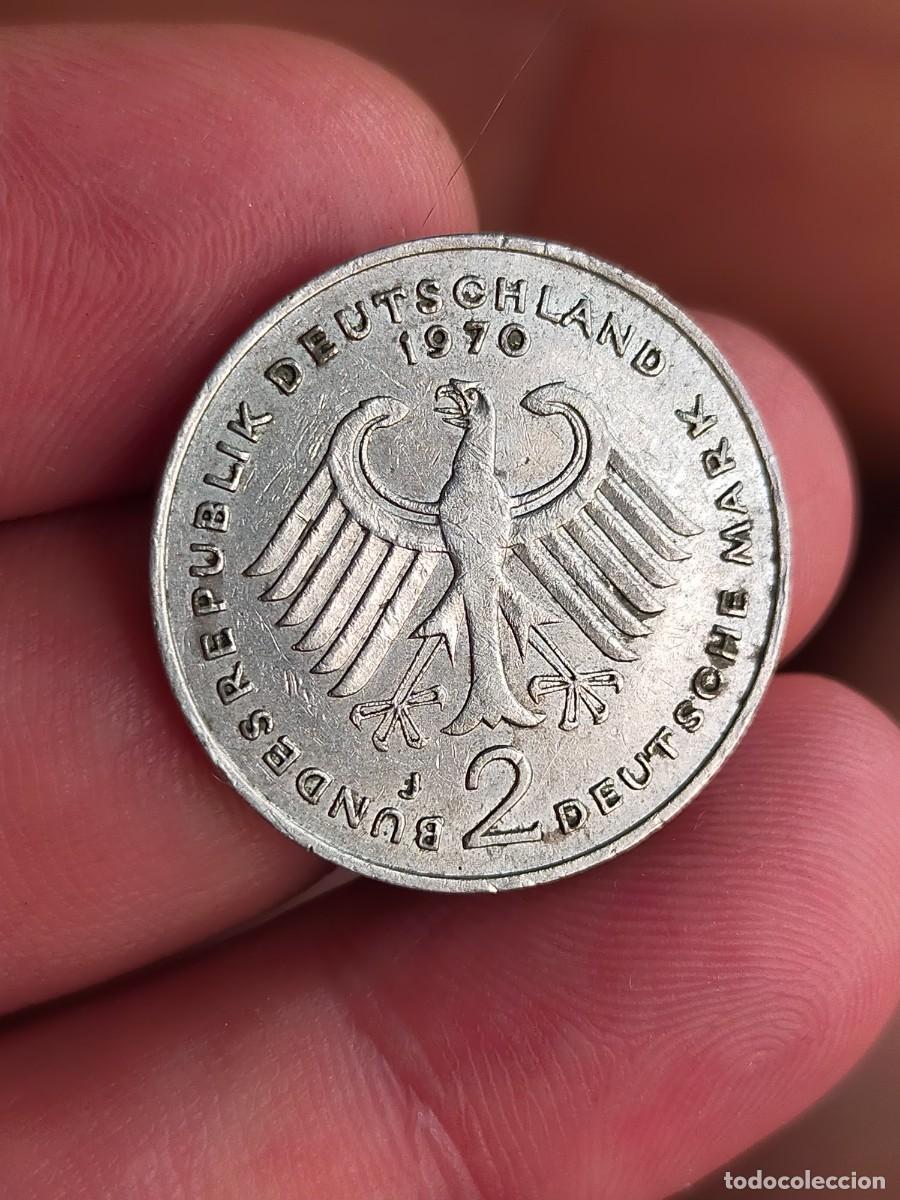 Monedas antiguas de Europa: MONEDA DE 2 DOS MARCOS MARKS ALEMANIA 1970 CECA J MUY BUENA CONSERVACION 1949 1969 Theodor Heuss