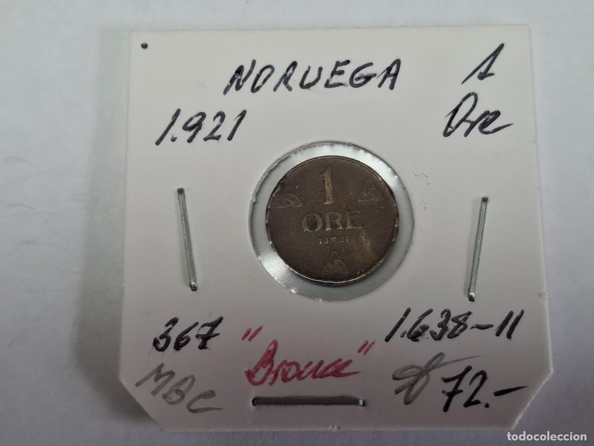Monedas antiguas de Europa: 1 ORE de 1921 KM 367 NORUEGA en MBC BRONCE