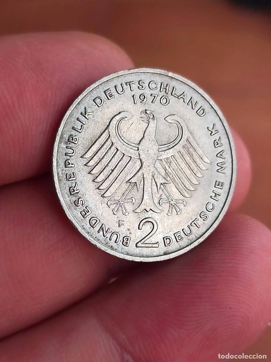 Monedas antiguas de Europa: MONEDA DE 2 DOS MARCOS MARKS ALEMANIA 1970 CECA F MUY BUENA CONSERVACION 1949 1969 Konrad Adenauer