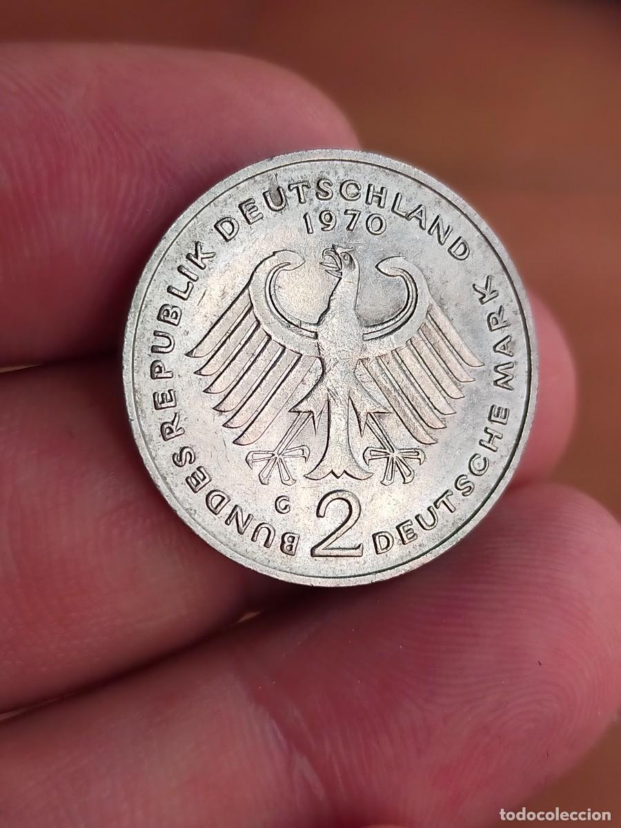 Monedas antiguas de Europa: MONEDA DE 2 DOS MARCOS MARKS ALEMANIA 1970 CECA G MUY BUENA CONSERVACION 1949 1969 Konrad Adenauer