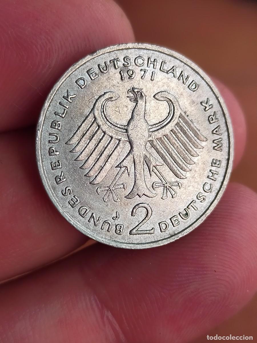 Monedas antiguas de Europa: MONEDA DE 2 DOS MARCOS MARKS ALEMANIA 1971 CECA J MUY BUENA CONSERVACION 1949 1969 Theodor Heuss