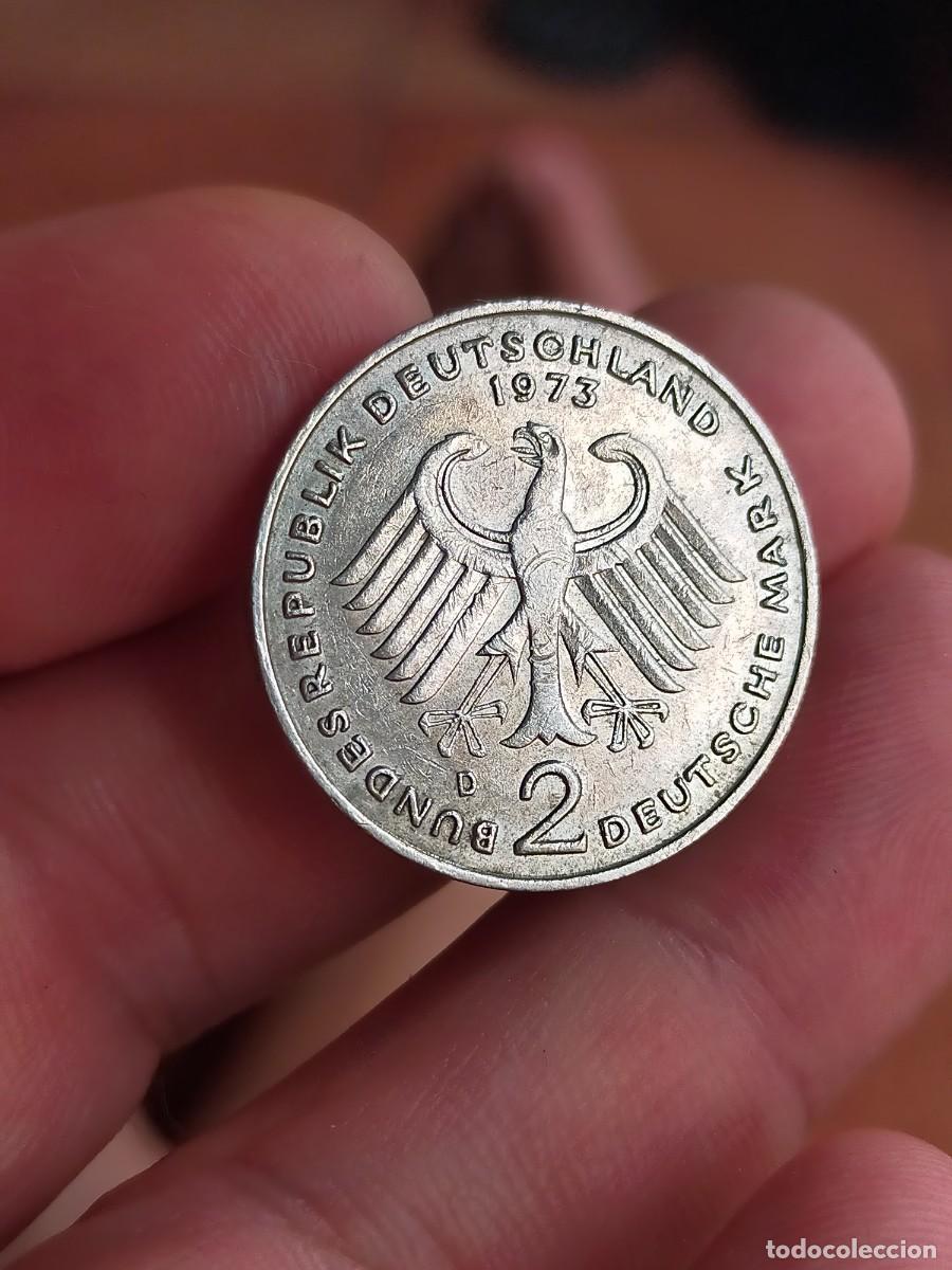 Monedas antiguas de Europa: MONEDA DE 2 DOS MARCOS MARKS ALEMANIA 1973 CECA D MUY BUENA CONSERVACION 1949 1969 Theodor Heuss