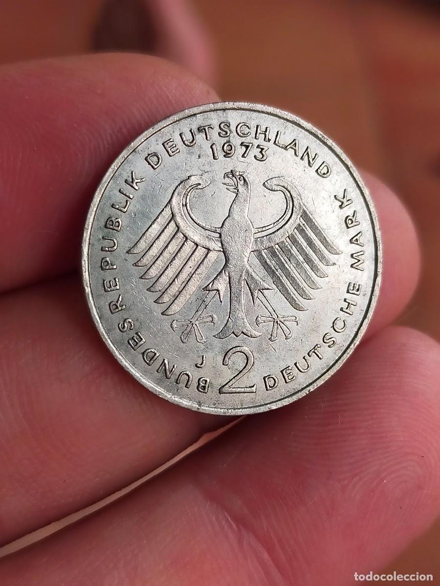 Monnaies anciennes de Europe: MONEDA DE 2 DOS MARCOS MARKS ALEMANIA 1973 CECA J MUY BUENA CONSERVACION 1949 1969 Konrad Adenauer
