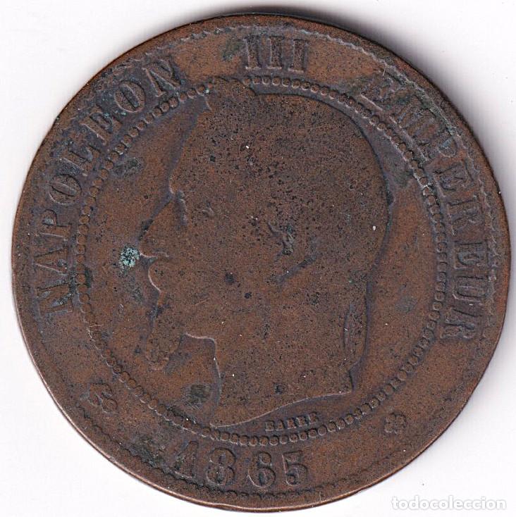 Monedas antiguas de Europa: FRANCIA - MONEDA - 10 CENTIMOS - NAPOLEON III - 1865 B - COBRE