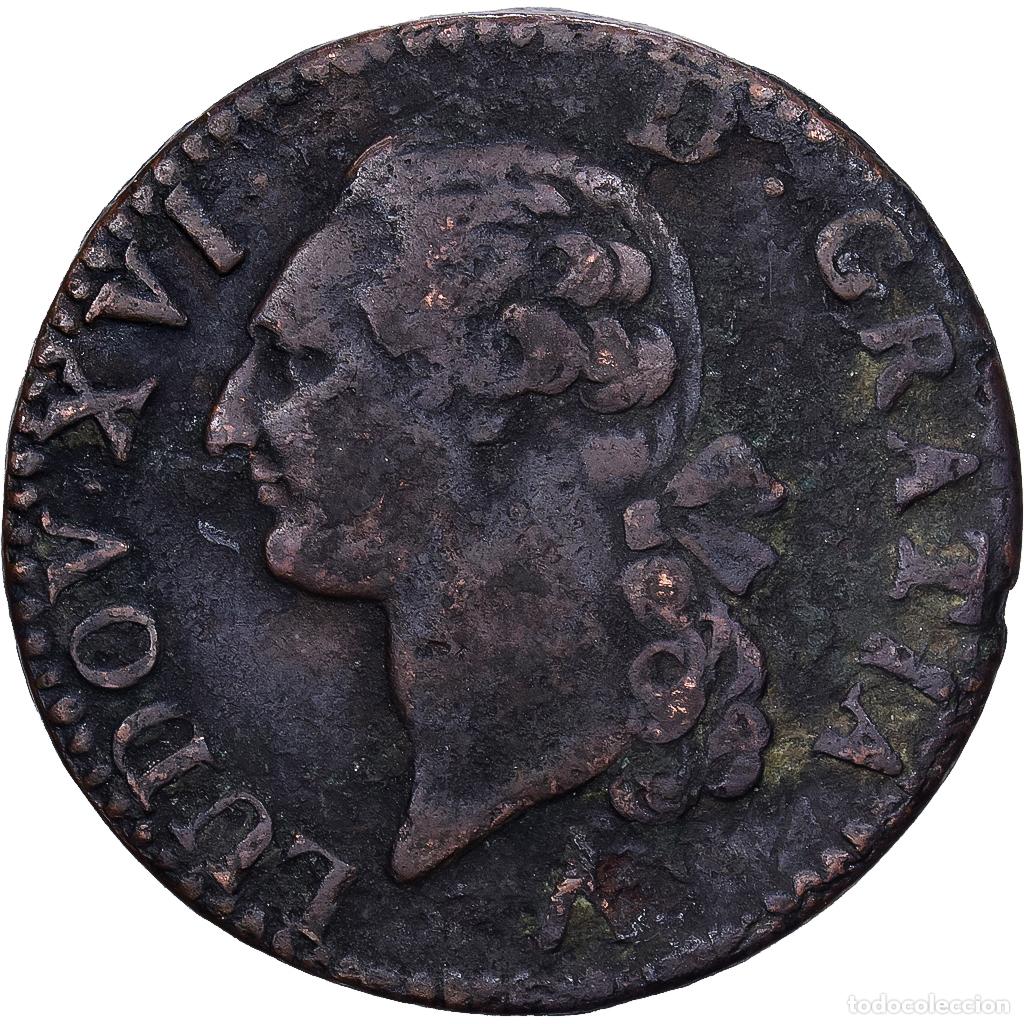 Monedas antiguas de Europa: [#1214565] Francia, Louis XVI, Sol &agrave; l'Ecu, 1778, Lille, Cobre, BC+, Gadoury:350