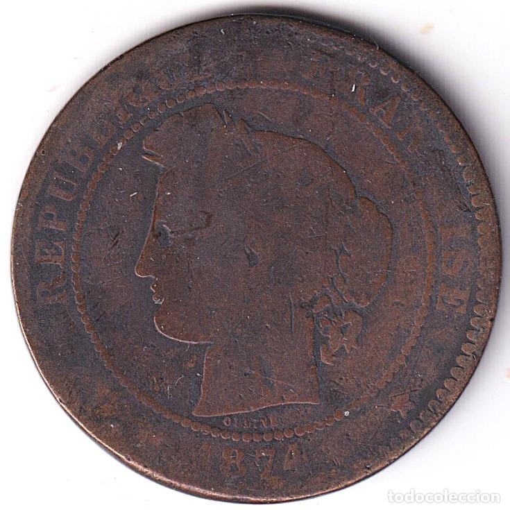 Monedas antiguas de Europa: FRANCIA - MONEDA - 10 CENTIMOS - CERES - REPUBLICA FRANCESA - 1874 - COBRE