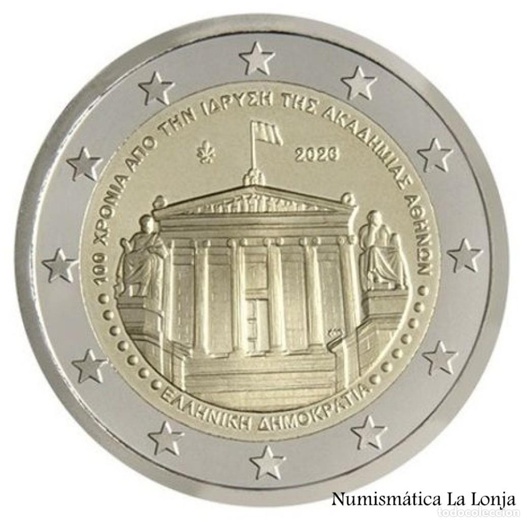 Monedas antiguas de Europa: Grecia 2 Euros 2026 Conmemorativa Academia de Atenas Km 415 Sc Unc