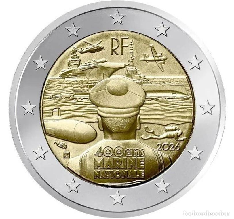 Monedas antiguas de Europa: Francia 2 Euros 2026 Conmemorativa Marina Nacional Km Nuevo Sc Unc