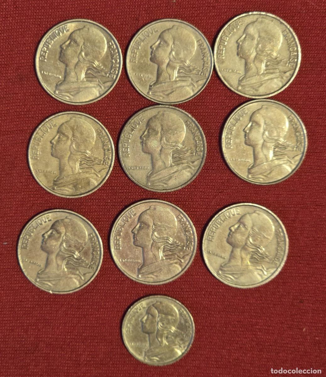 Monedas antiguas de Europa: 10 Monedas de Francia 10 y 5 centimos