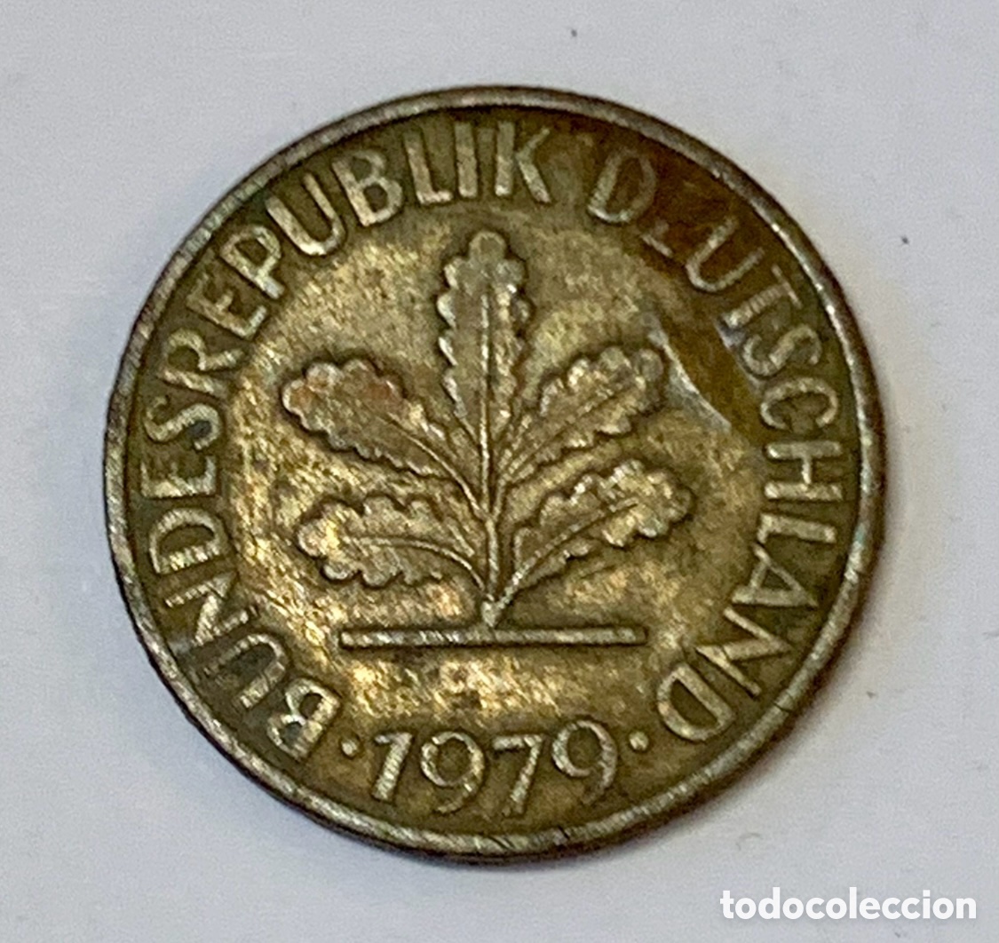 Monedas antiguas de Europa: Moneda. Bundesrepublik Deutscheland. 10 Pfennig. 1979 F.