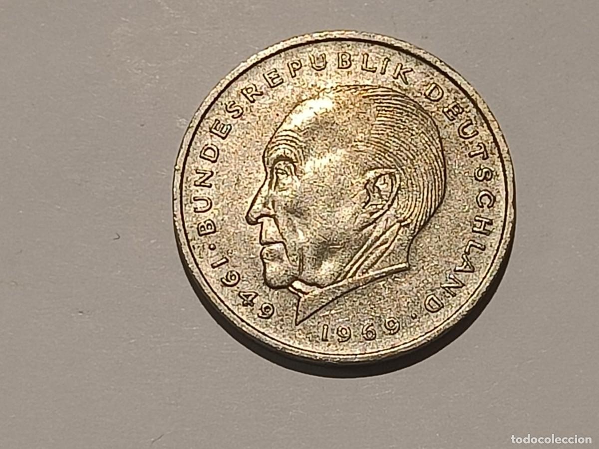 Monedas antiguas de Europa: Moneda de Alemania. 2 Deutsche Mark (Konrad Adenauer)
