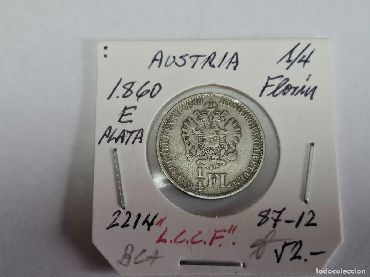 Monedas antiguas de Europa: 1/4 de FLORIN de PLATA de 1860 E KM 2214 AUSTRIA en BC+