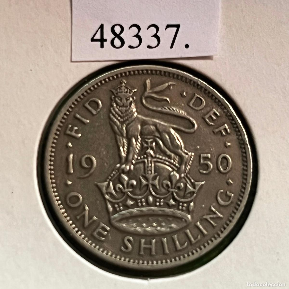 Monedas antiguas de Europa: Inglaterra, 1 chelin, 1950, escudo escoc&eacute;s, UK