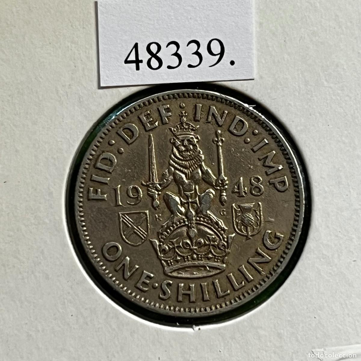Monedas antiguas de Europa: Inglaterra, 1 chelin, 1948, escudo escoces, UK