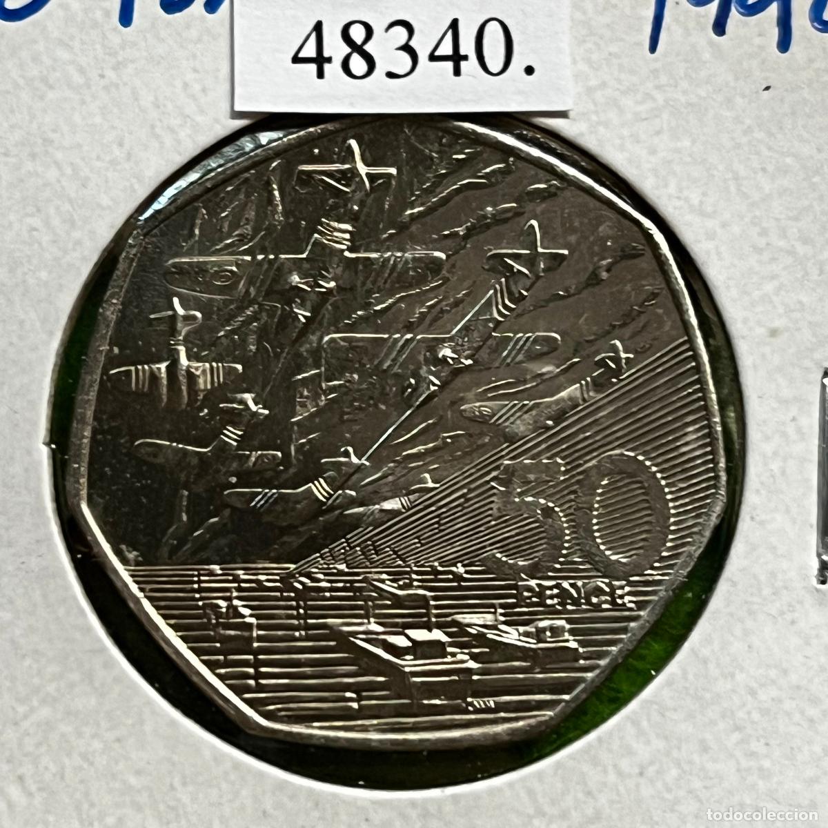 Monedas antiguas de Europa: UK, 50 peniques 1994 50 aniversario del desembarco del D&iacute;a D en Normand&iacute;a, Inglaterra, Reino Unido