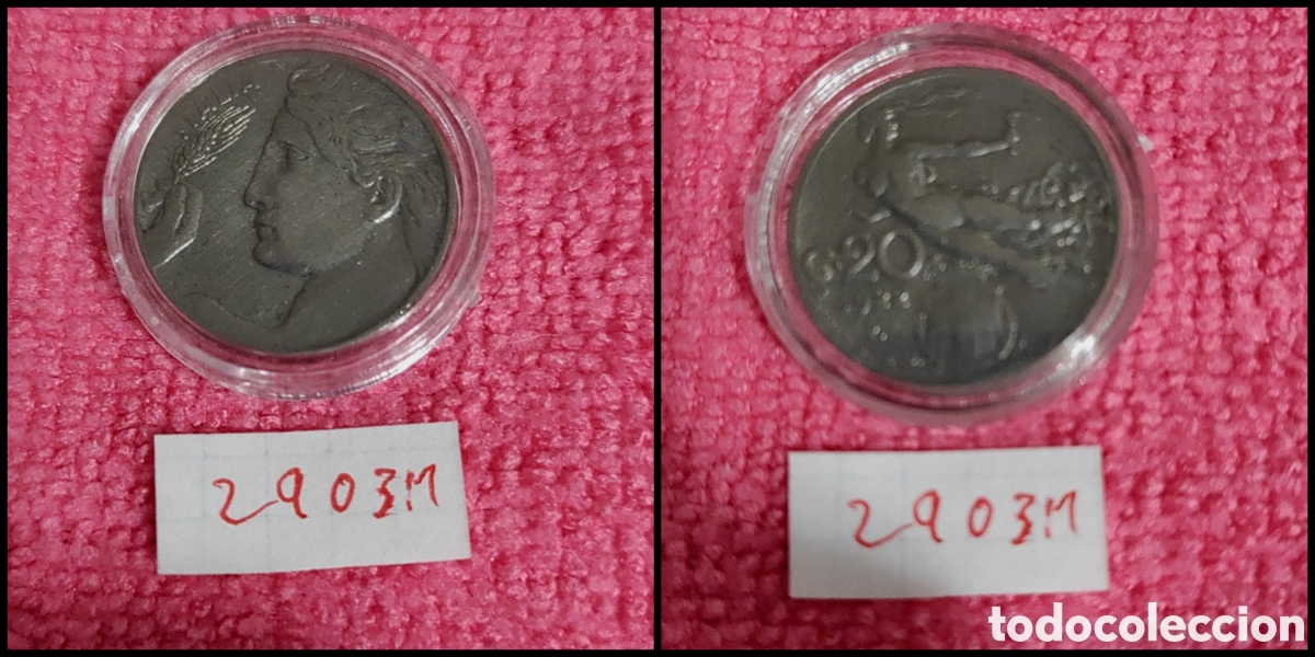 Monedas antiguas de Europa: 20 cent&eacute;simos italianos a&ntilde;o 1922