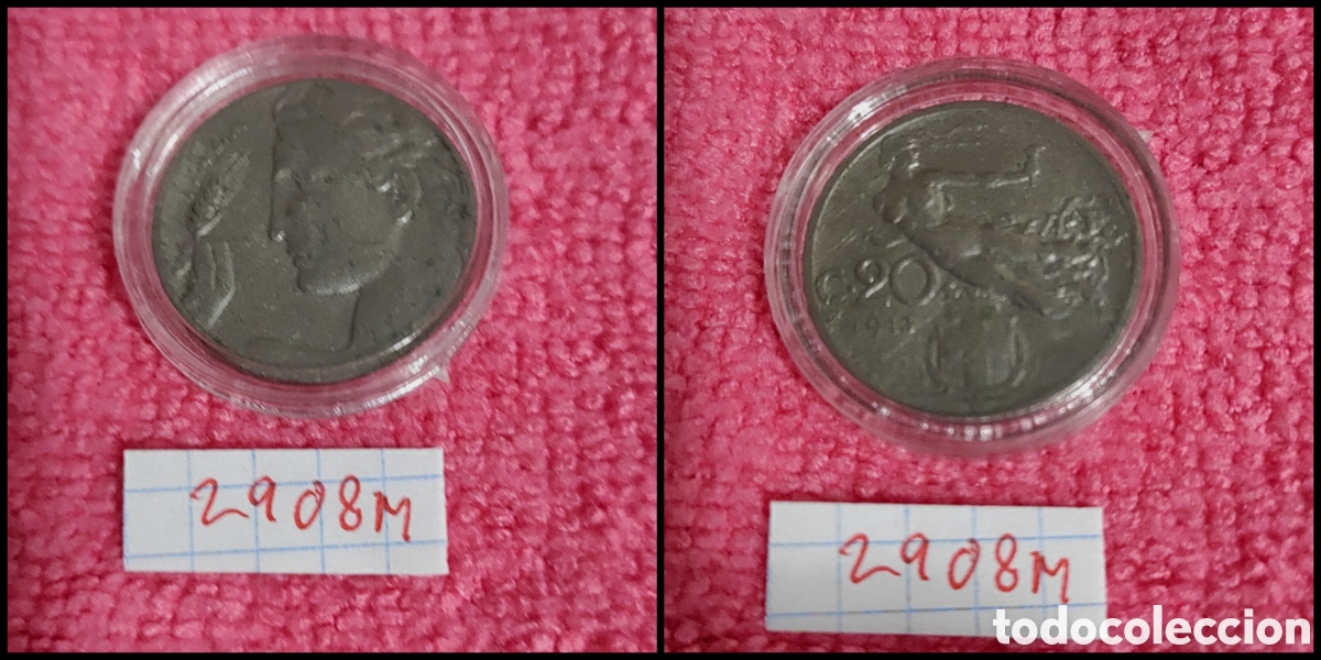 Monedas antiguas de Europa: 20 cent&eacute;simos italianos a&ntilde;o 1913