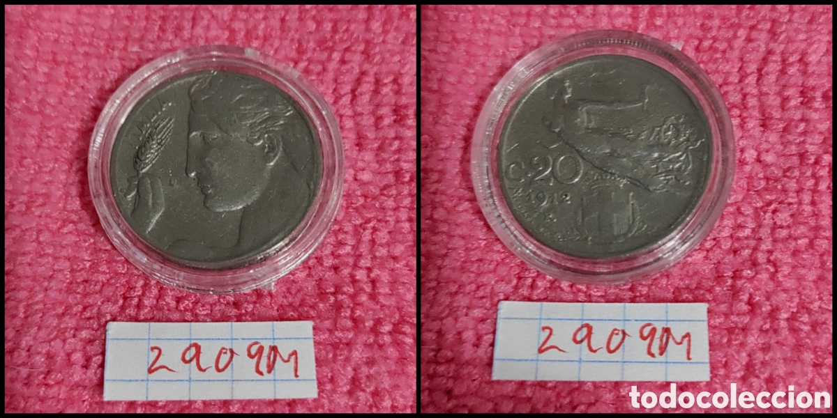 Monedas antiguas de Europa: 20 cent&eacute;simos italianos a&ntilde;o 1912