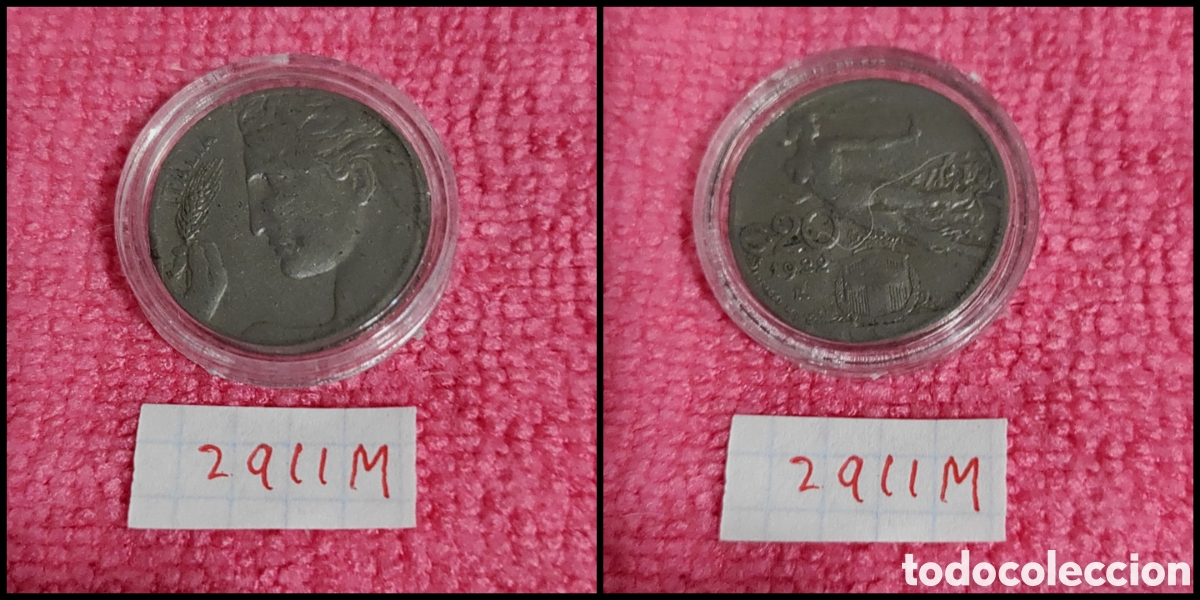 Monedas antiguas de Europa: 20 cent&eacute;simos italianos a&ntilde;o 1922