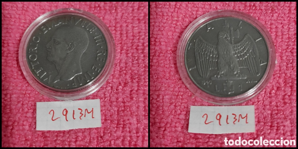 Monedas antiguas de Europa: 1 lira italiana a&ntilde;o 1940, magn&eacute;tica, XVIII