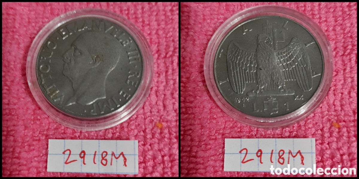 Monedas antiguas de Europa: 1 lira italiana a&ntilde;o 1942, magn&eacute;tica, XX