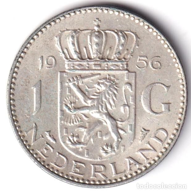 Monedas antiguas de Europa: MONEDA PAISES BAJOS - HOLANDA 1956 - 1 GULDEN FLOR&Iacute;N - REINA JULIANA - PLATA