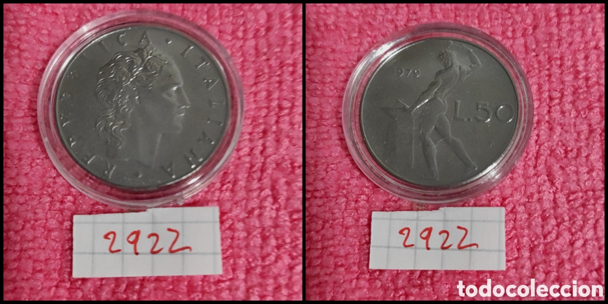 Monedas antiguas de Europa: 50 liras italianas a&ntilde;o 1979, variedad 1 difuso, casi sin acu&ntilde;ar