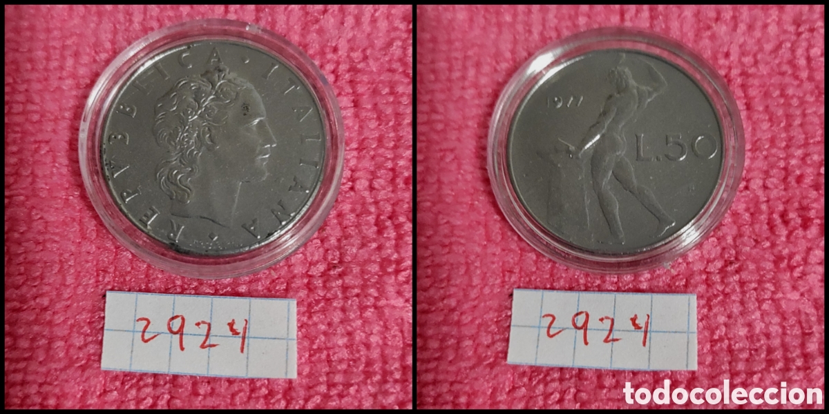 Monedas antiguas de Europa: 50 liras italianas a&ntilde;o 1977